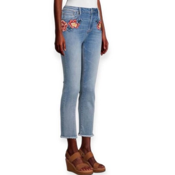 Driftwood Colette High-Rise Floral Embroidered Cropped Jeans - Picture 3 of 3